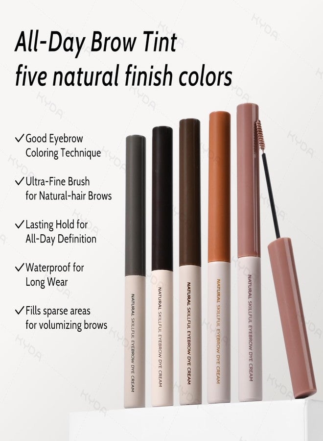 KYDA 2 Pcs Tinted Eyebrow Cream, Ultra-Fine Brush Tinted Brow Gel, Waterproof Smudgeproof Eyebrow Mascara, Long Wear, Natural Brow Makeup without Clumping, Natural Brown - Image 3